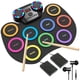 thumbnail image 1 of ROCKSOCKI Batería electrónica 9 almohadillas con luces LED, batería electrónica portátil Bluetooth, almohadilla de práctica enrollable, altavoces duales incorporados, auriculares, regalo de cumpleaños, 1 of 5