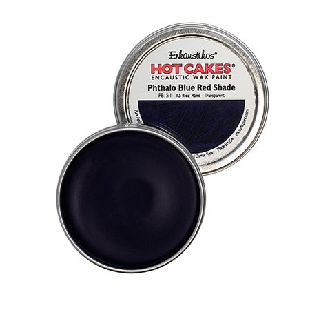 UPC: 0813043011335 | Enkaustikos Hot Cake Encaustic Wax Paint  1.5 oz. Tin  Pthalo Blue Red Shade