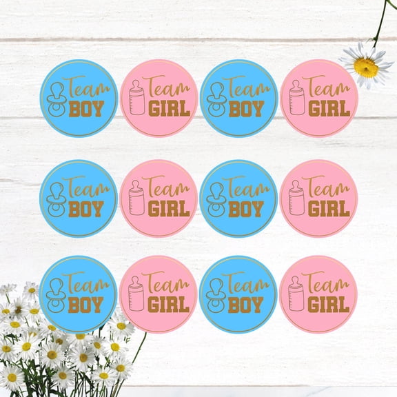 IBASETOY Gender Revealing Stickers for Baby Shower Party Favors Assorted Color Easy to Use Just Peel and Stick 48PCS