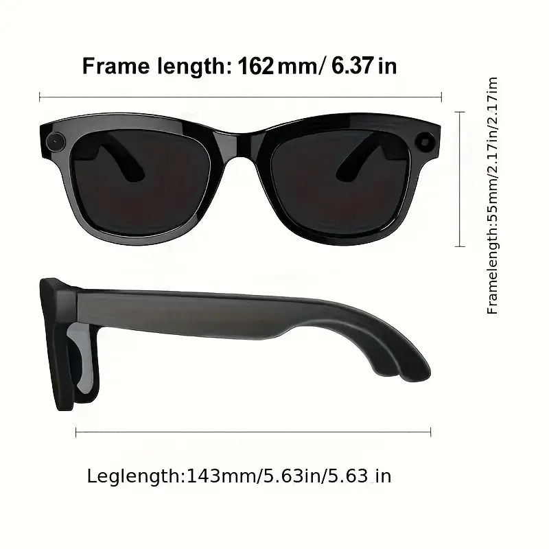 Smart AI Camera Glasses with HD Video Recording, Built-in Speakers, Voice Assistant & Blue Light Protection