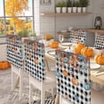 thumbnail image 2 of Thanksgiving Pumpkin Chair Covers Set of 8 Fall Vintage Orange Blue Leaves Black White Geek Chair Back Covers Stretch Removable Washable Slipcovers Protector for Dining Room Kitchen Party Decor, 2 of 5