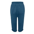 thumbnail image 7 of Wlynlyn Capri Pants for Women Casual Wide Leg Capris Solid Color Flowy Waisted Drawstring Summer Linen Pants with Pockets, 7 of 7