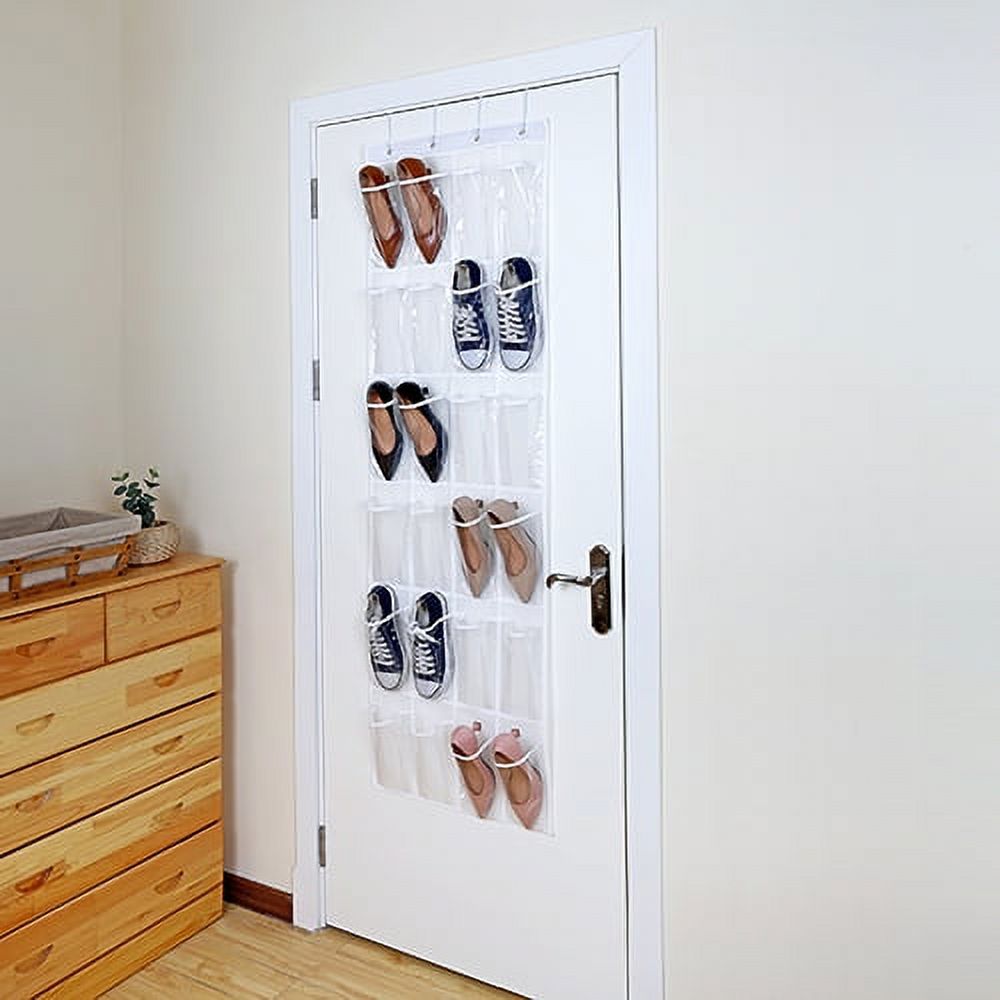 Mainstays 24 Pocket over the Door Non Woven Closet Shoe Organizer, Arctic White, Adult and Kids - image 3 of 8
