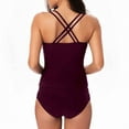 thumbnail image 6 of Lovskoo 2024 Women's Swimsuits 2 Piece Sleeveless Trendy and Suspender V-Neck Top and Pants Split Bathing Suit Purple-2XL, 6 of 9