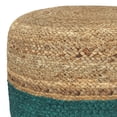 thumbnail image 3 of Pouf Rond Contemporain en Jute Tressé Bleu Aqua et Naturel, 3 of 8