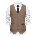 thumbnail image 1 of Chaleco de traje vintage para hombre con bolsillos tridimensionales y botonadura sencilla, 1 of 6