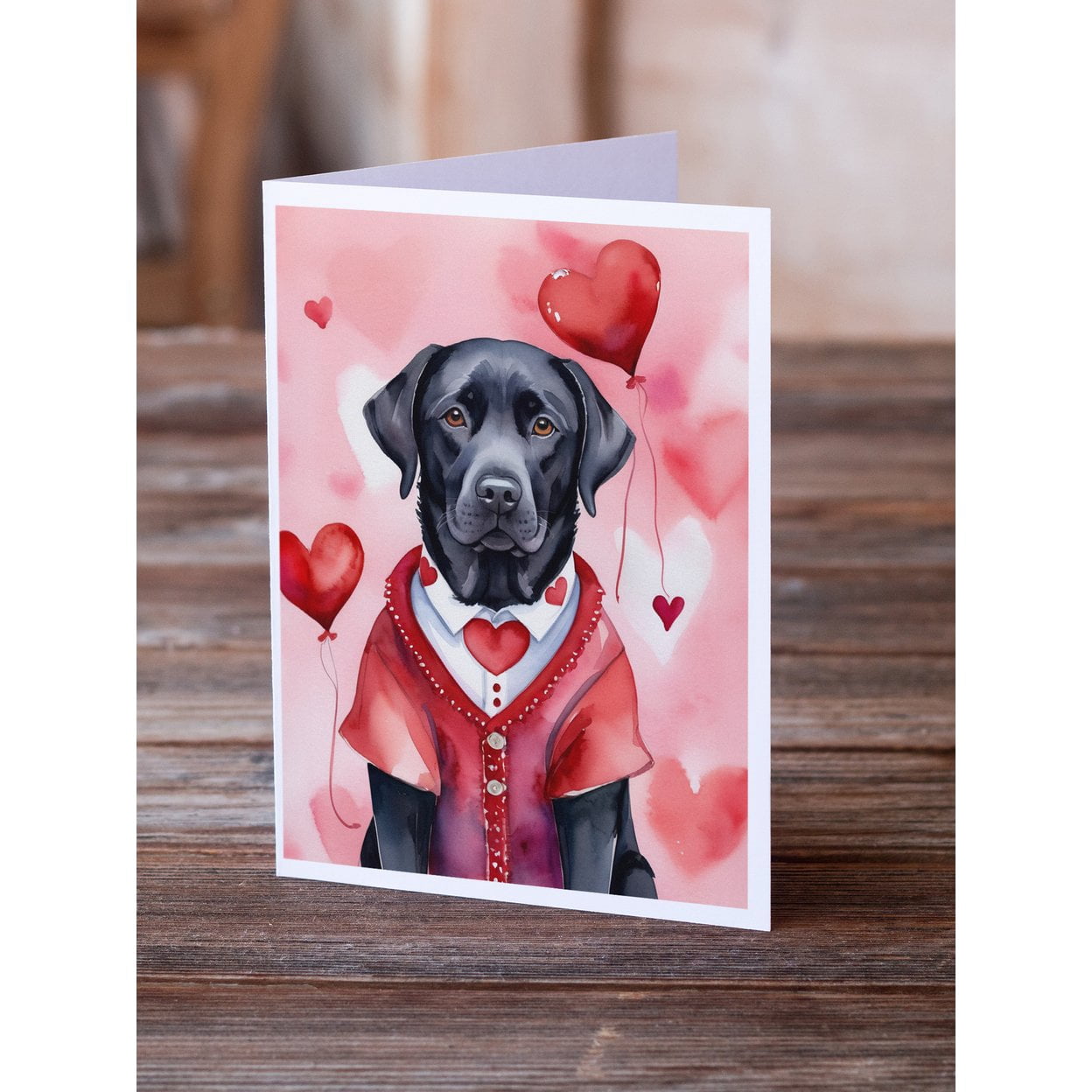 Black Labrador Retriever My Valentine Greeting Cards Pack of 8 7 in x 5 in