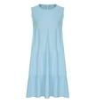 thumbnail image 6 of Summer Dress Women's Dresses Elegant Beach Dress Sleeveless Casual Dress Knee-Length A Line Round Neck Mini Dress Spaghetti Dress Strap Dress Casual Plain Dress Light Blue L, 6 of 7