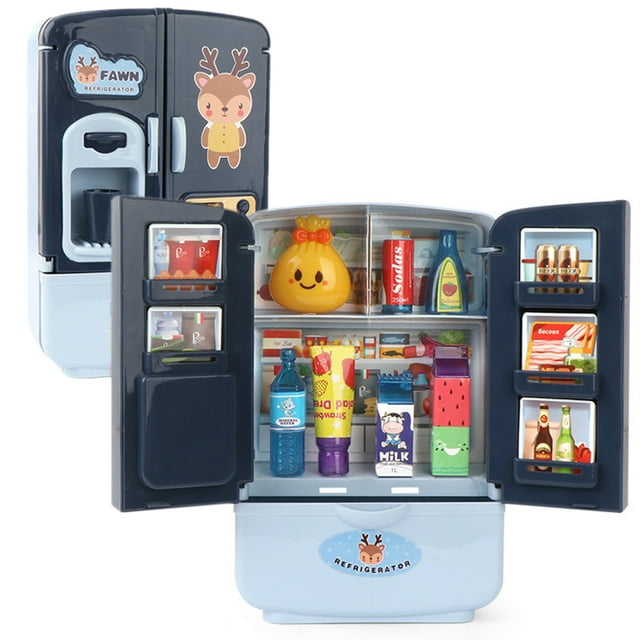 Kids Fridge Toy Set Simulated Drinks Toy Refrigerator Pretend Play Kitchen Toy