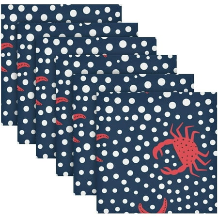 

BESTKITTY Red Starfish Crab Cloth Napkins Set of 6 Soft Dinner Napkins 20 x 20 in Washable Reusable Square Table Napkins for Home Christmas Holiday Party Wedding