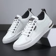 thumbnail image 2 of Men's White Low-Top Sneakers with Slip-On/Lightweight Hiking Walking Shoes Suitable for - Casual Wear, Commuting, Urban Outdoor - Solid Color，Lace-Up Closure - Breathable PU Upper & Durable PVC Sole, 2 of 9