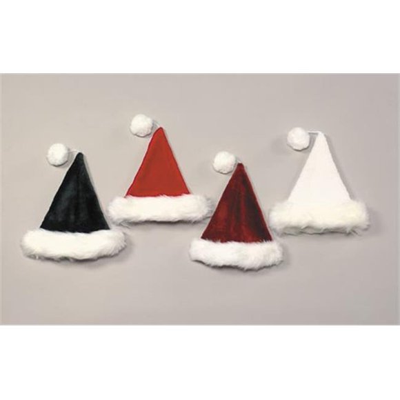 Halco 6075-B Burgundy Velvet Plush Santa Hat with White long-hair Band- One size fits most