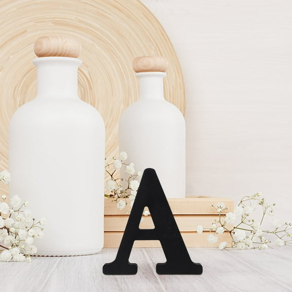 FRCOLOR Black Wooden Decorative Letters for Wall Decoration or Table Use 26 Pieces Standing Alphabet Props