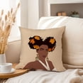 thumbnail image 3 of Ethan Taylor People & Portraits Throw Pillow Soft Cushion Cover ' 'African American People & Portraits Floral Dreams' Bohemian Pattern Decorative Square Accent Pillow Case, 16x16 Inches, Brown, Beige, 3 of 5