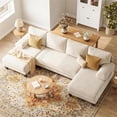 thumbnail image 4 of 112" U-Shaped Chenille Sectional Sofa with Double Chaise Loungers - Sectional Couches Modular Design for Living Rooms and Apartments - Beige, 4 of 7