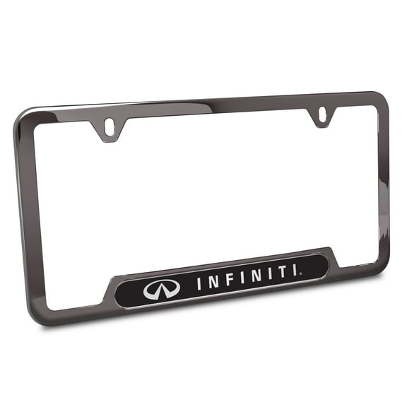 iPick Image for Infiniti in 3D Embossed Black Insert Gunmetal Finish 50 States Stainless Steel License Plate Frame, Official Licensed