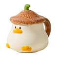 thumbnail image 1 of Taza de café de cerámica, taza de té, creativa, linda caricatura, taza de cereales con forma de pato para el hogar marrón, 1 of 9