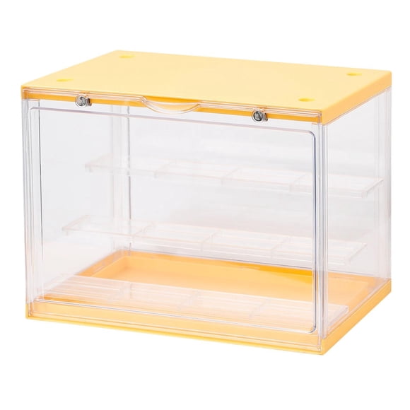 Vogacara Estante de vitrina transparente de 3 niveles Soporte de vitrina a prueba de polvo Juguetes Amarillo