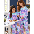 thumbnail image 3 of Topgal Little & Big Girls Tie Dye Pink Purple Blue Swirl Pajamas Long Sleeves & Pants 2-Piece Clothes Set Cute Pink Pjs Size 10, 3 of 7