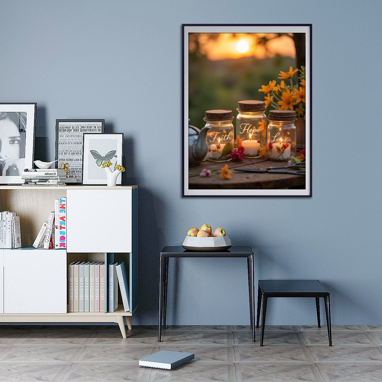Diamond Art Kit for Adults, Candles And Sunset With Flowers Diamond Painting for Adults Beginners, DIY Diamond Art Painting Kits, 5D Diamond Painting Crafts for Home Decor 12x16 Frameless