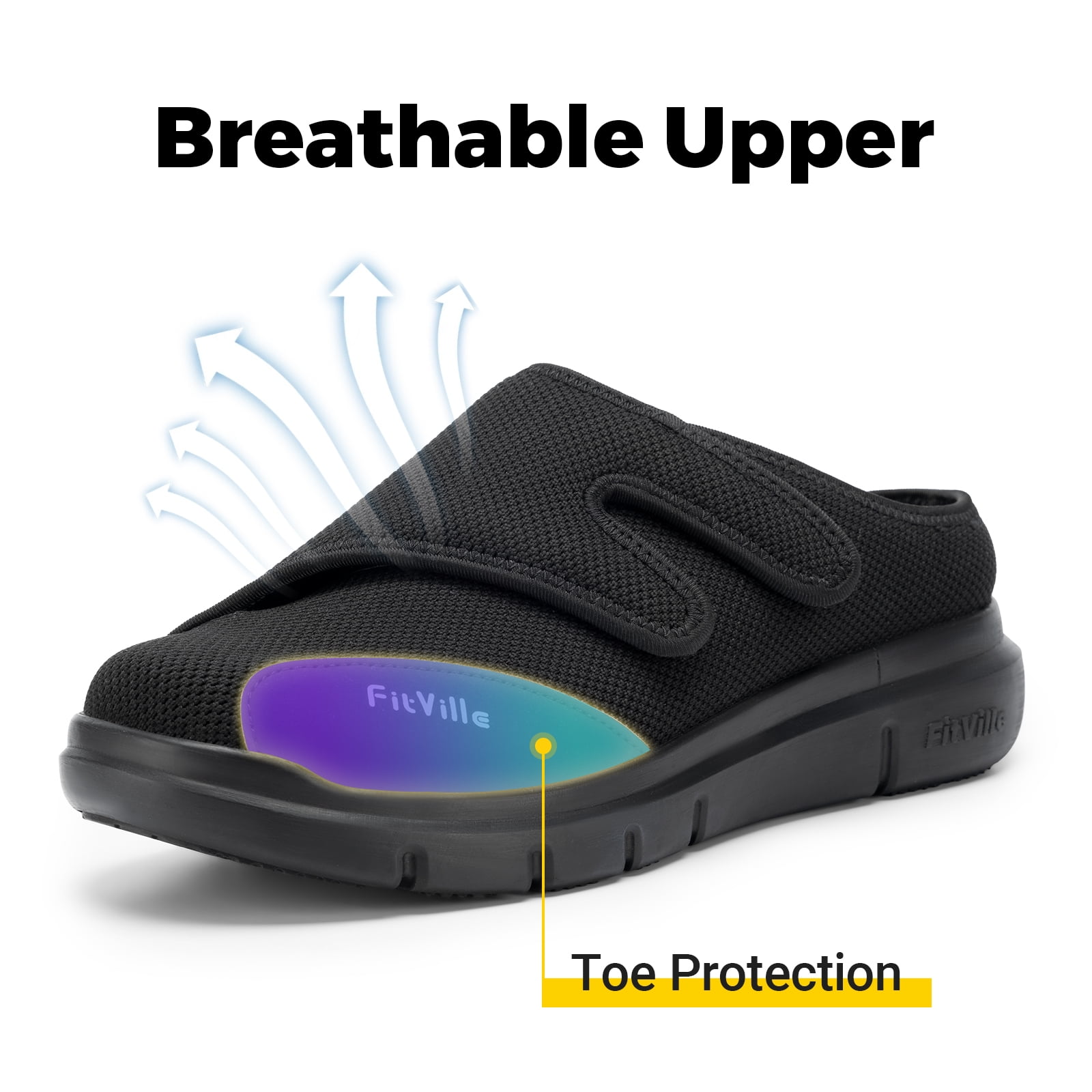 FitVille Diabetic Slippers for Men Extra Wide Slip-On Shoes 