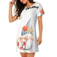 thumbnail image 2 of Naloa Summer Gnome Print Women Nightgowns,Womens Loungewear,Short Sleeve Sleepwear,Comfy Ladies Nightdress, 2 of 6