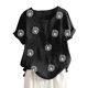thumbnail image 1 of Blusa informal de cuello redondo para mujer, blusa suelta con estampado de manga corta Pompotops hfajkhk129102, 1 of 4
