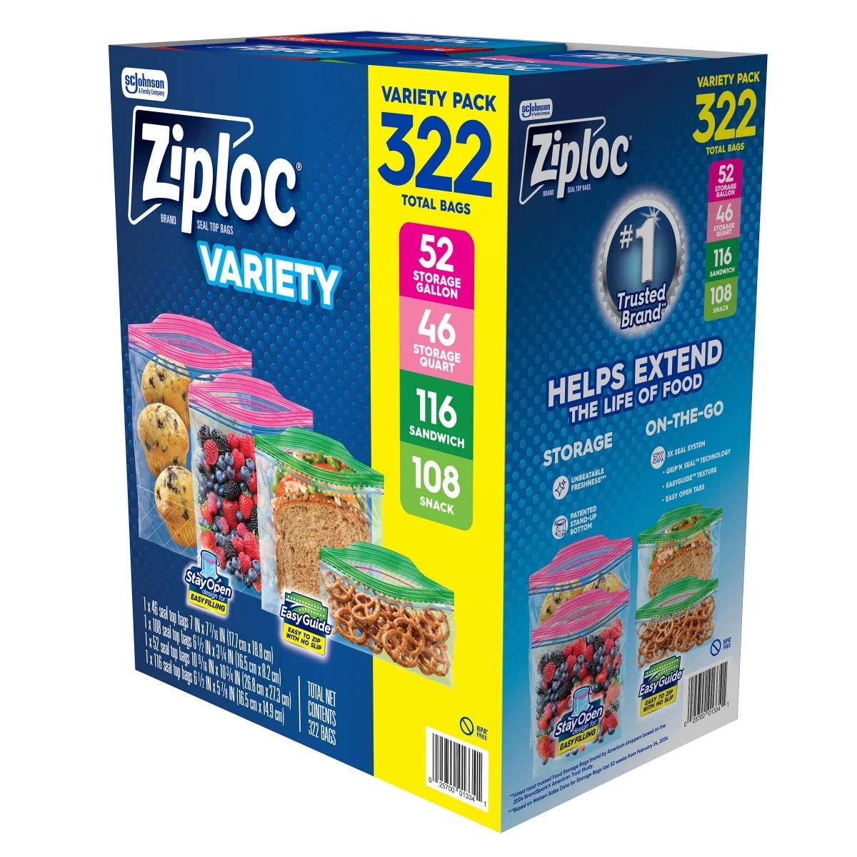 Ziploc, Zip-Close Total Variety Bags, 347 Pack, Clear - Walmart.com