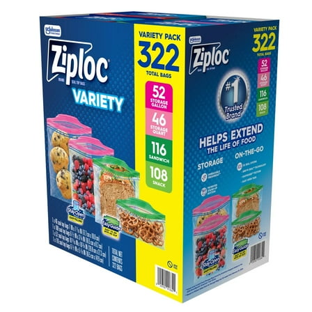 Ziploc Seal Top Bag Variety Pack, 322 Count