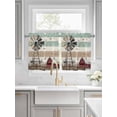 thumbnail image 2 of Windmill Farmhouse Half Window Curtains 24 Inches Long, Vintage Teal Brown Wooden Butterfly Window Treatment Curtain Drapes, Short Curtains Tiers for Kitchen Over Sink, 27.5"x24", 2 Panels, 2 of 7