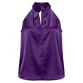 thumbnail image 2 of Xuyuer Womens Elegant Twist Front Halter Sleeveless Satin Blouse Keyhole Back Tank Top 2026, 2 of 6