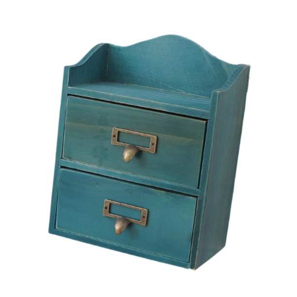 Caja de almacenamiento con cajón de escritorio con 2 cajones de almacenamiento multifunción práctica Azul
