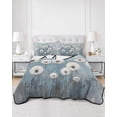 thumbnail image 3 of White Dandelion Queen Size Down Alternative Comforter, Lightweight Comforter Quilt Bedding Set with Pillow Shams Blue Oil Painting Retro Modern Art All Seasons Bed Comforter Duvet Insert 90"x96", 3 of 7