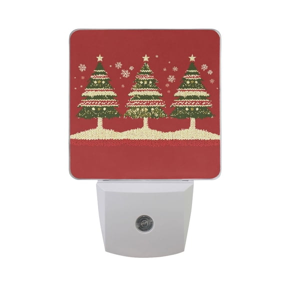 Three Yarn Knitted Christmas Trees LED Night Light with Smart Sensor Plug Into Wall Dusk to Dawn 2 packs