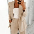 thumbnail image 3 of Skymirror Suit Jacket Solid Color Turndown Collar Women Long Sleeve Buttons Blazer for Dating, 3 of 8