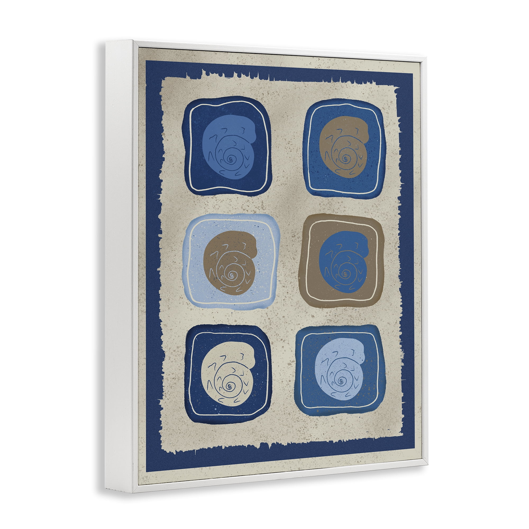 Stupell Industries Blue Blocked Nautilus White Framed Giclee Art, design by Julia Frost