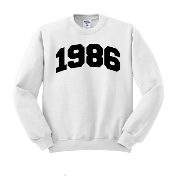 1986 College Style Sweatshirt Unisex Large White