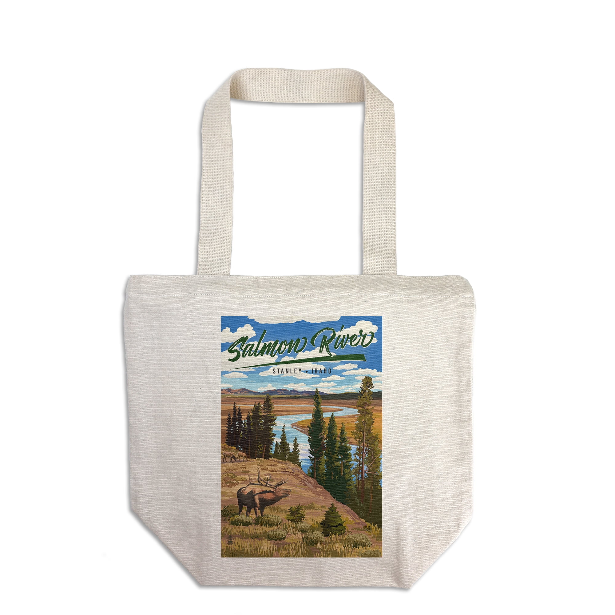 Stanley, Idaho, Salmon River, River and Elk (100 Cotton Canvas