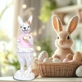 thumbnail image 7 of CuiLiyq Resin Easter Bunny Decorations, Pink Metallic Rabbit Figurine for Home Tabletop Shelf Display Spring Holiday Gift Farmhouse, Spring Rabbit Decor Gifts Handcrafted Resin Figurines (Pink), 7 of 7