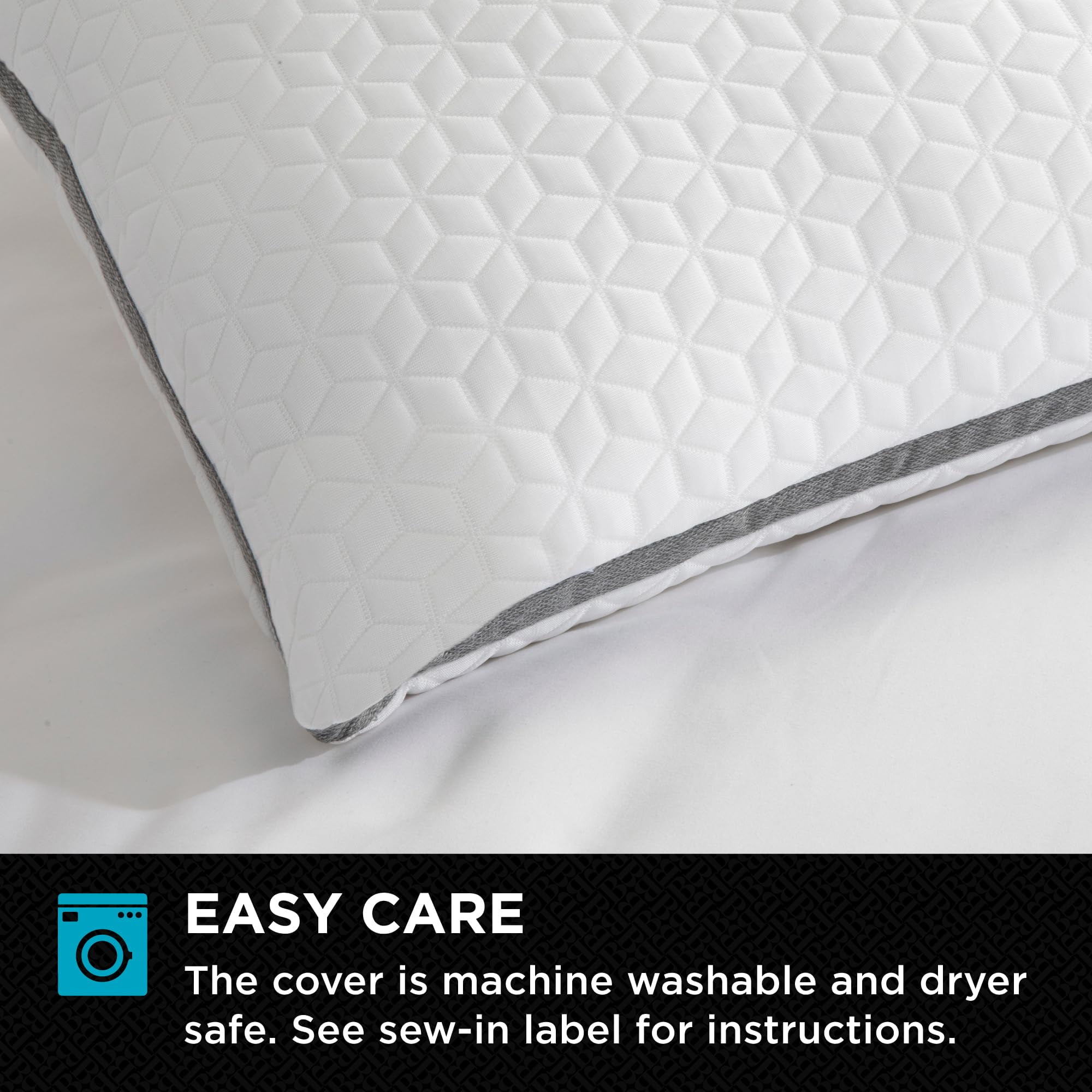 Brookstone X McCaffrey Dual Comfort Cooling Memory Foam Pillow - Sleep like a Pro - Adaptive BioSense Foam, Cool Touch Cover for Faster Sleep, Easy Care Machine Washable, 27'' x 20'' - White