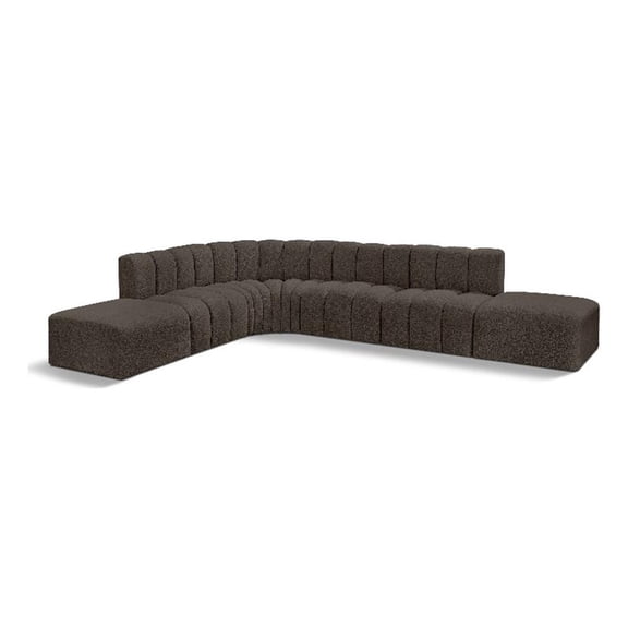Meridian Furniture Arc Brown Boucle Fabric Modular Sectional