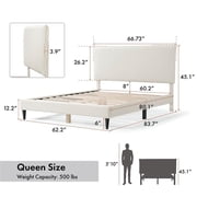 Bowery Hill Modern Boucle Fabric Mattress Ready Queen Bed in White