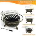 thumbnail image 3 of FIONA'S MAGIC Fire Pit for Outside, 30 inch Outdoor Large Steel Firepit Bowl, Swivel BBQ Grill for Backyard Bonfire Patio, 3 of 6
