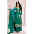 thumbnail image 3 of Pakistani Indian Reception Party Wear Designer Stitched Salwar Kameez Pant Suits ( Green, M - 40 ), 3 of 7