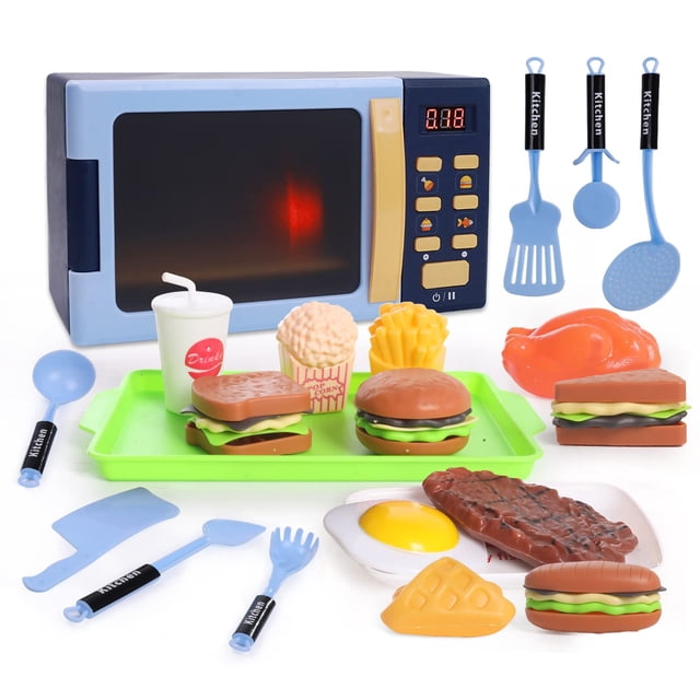 Microondas de juguete para niños Cuterabit con luz y sonido, azul