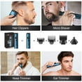 thumbnail image 3 of Sejoy Men's Beard Trimmer,Hair Clippers, Waterproof Electric Nose Haircut Mustache Body Trimmer Cordless Foil Shaver Grooming Kit,LED Display Home Travel,Blue, 3 of 10