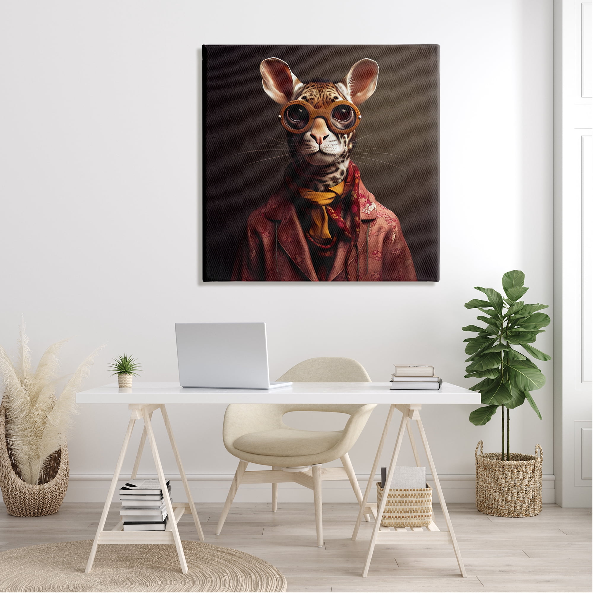 Stupell Industries Snazzy Wildlife Animal Fashion Animals & Insects Painting Gallery Wrapped Canvas Art Print Wall Art, 36 x 36