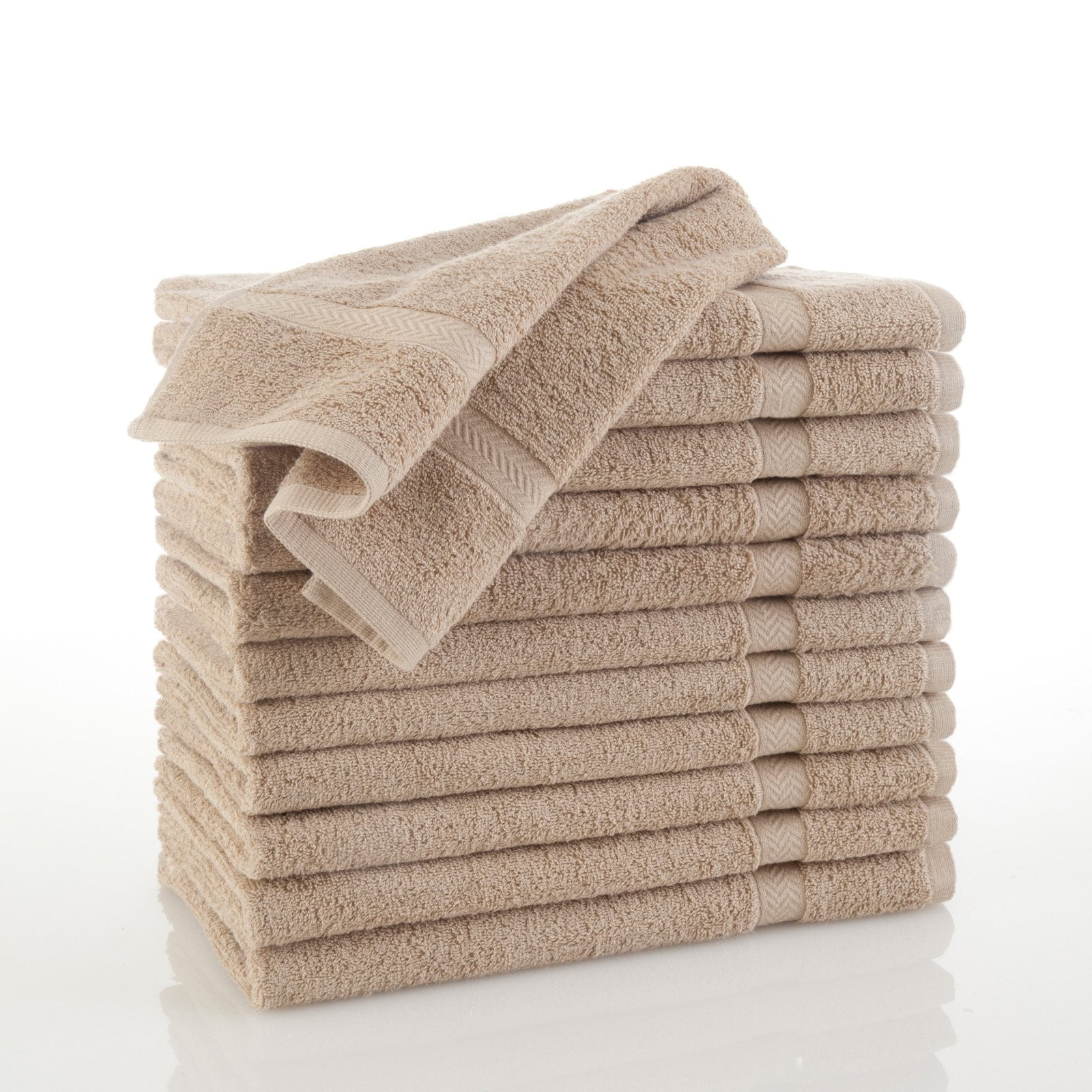 Martex Commercial Cotton 12 PC Hand Towel Set in Khaki