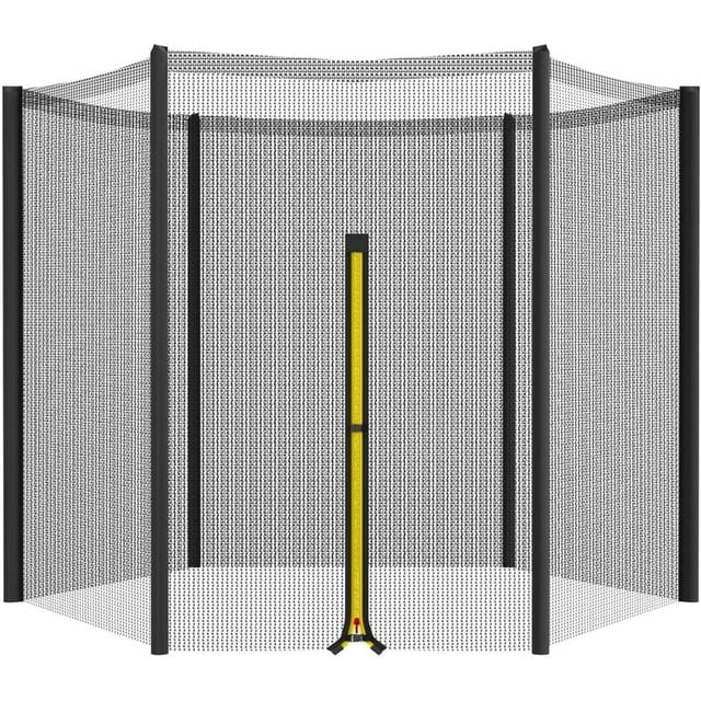 Filet de Sécurité de Remplacement pour trampoline, Filet de Sécurité pour trampoline Ø 305 cm avec Fermeture Éclair, Filet de Sécurité avec 6 Poteaux Droits