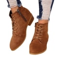 thumbnail image 4 of Mfakffe Boots For Women Lace-Up Ankle Boots Side Zipper Low Block Heel Short Booties Classic Round Toe Casual Fall Winter, 4 of 5